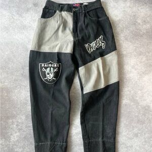 Vintage Pro Player NFL Raiders Two-Tone Black Gray Jeans Pants Size 32